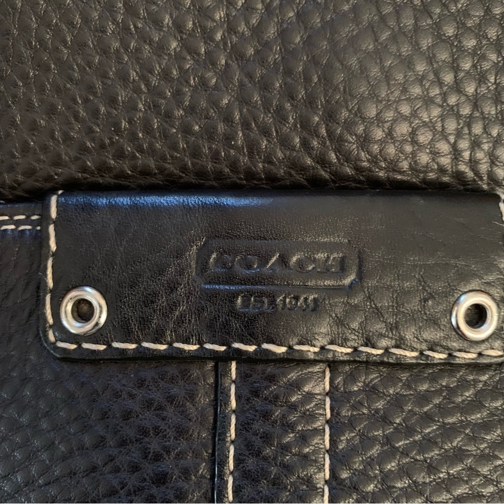 Coach Hamilton Black Pebbled Leather Shoulder Tote Bag - Picture 8 of 14